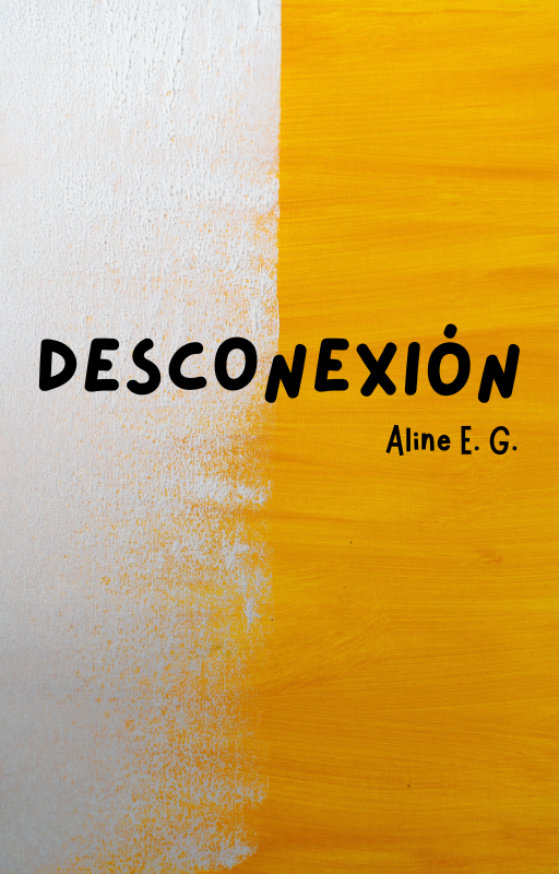 Portada del relato Desconexión, con un muro pintado parcialmente de color dorado.